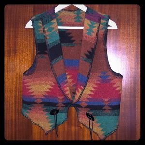 Vintage wool blend western vest //medium